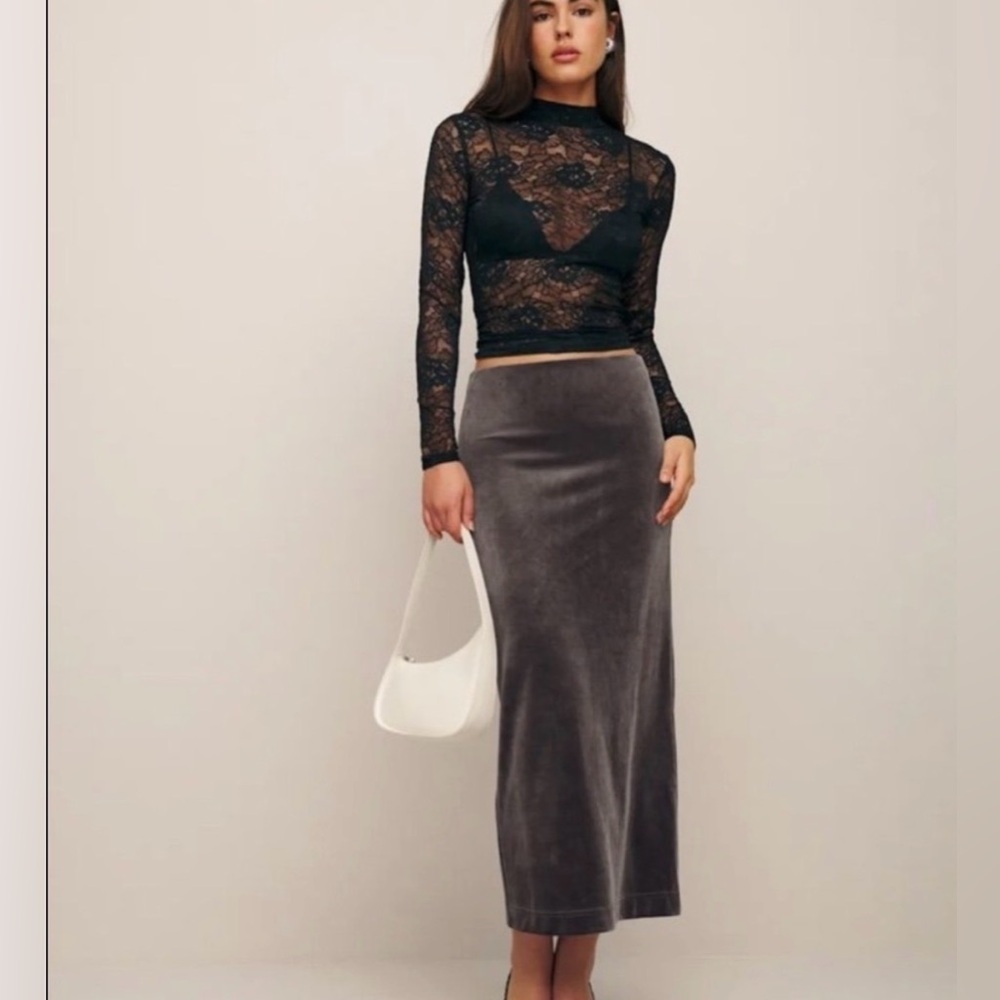 Reformation Women’s Maria Knit Skirt Velvet Stone Size XS $128